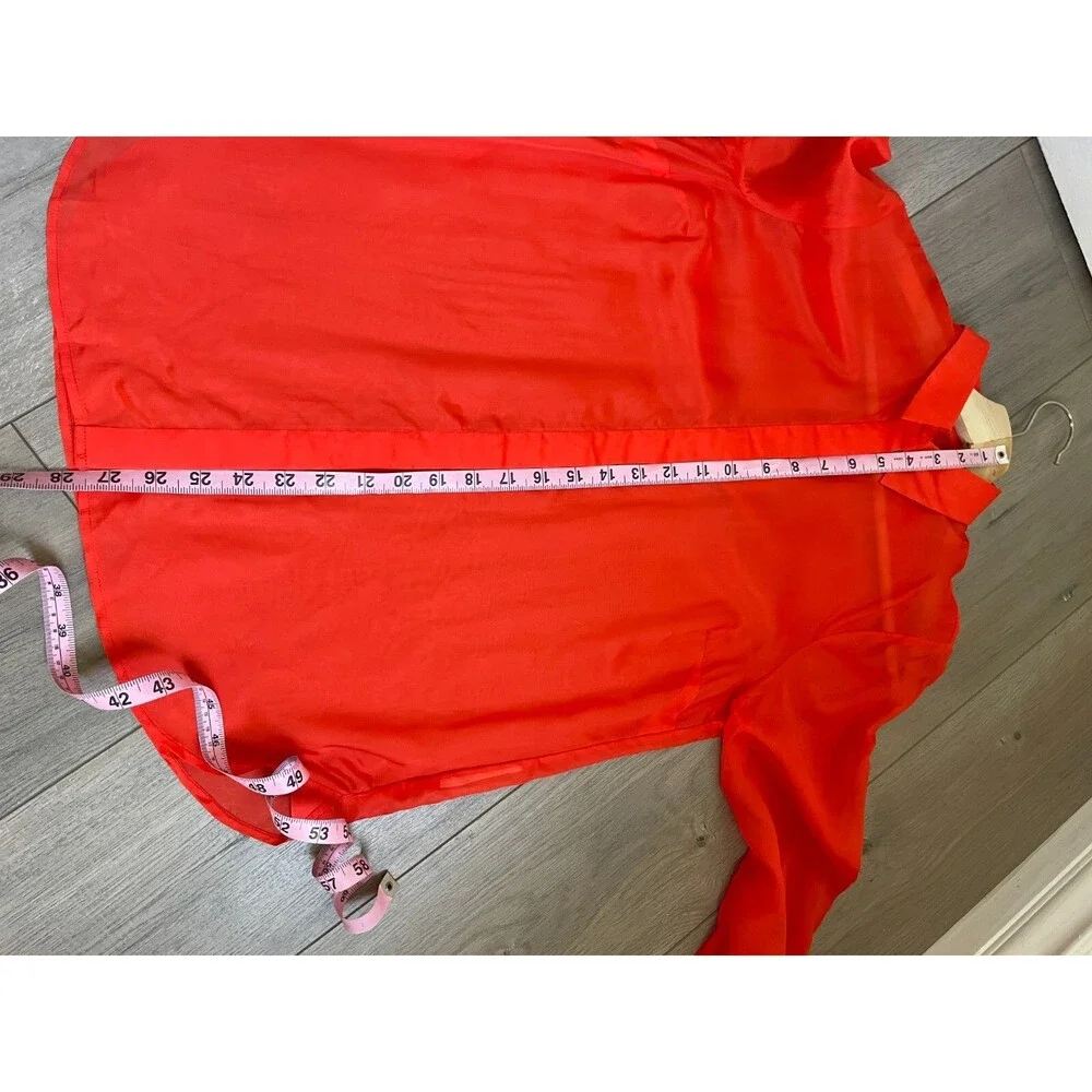 J. CREW size 2 Button Up Shirt in Sheer Organza Womens red READ!!